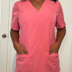 Pink V-Neck Women's Scrub Top